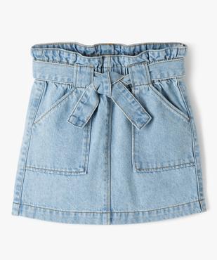 Jupe en jean avec taille foncée effet paper bag fille vue1 - GEMO 4G FILLE - GEMO