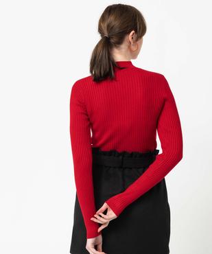 Pull femme en maille côtelée avec col montant vue3 - GEMO(FEMME PAP) - GEMO