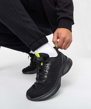 Baskets homme running en mesh détails fluo vue1 - GEMO 4G HOMME - GEMO