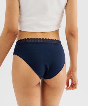 Culotte en coton stretch à ceinture dentelle élastique femme (lot de 2) vue2 - GEMO 4G FEMME - GEMO