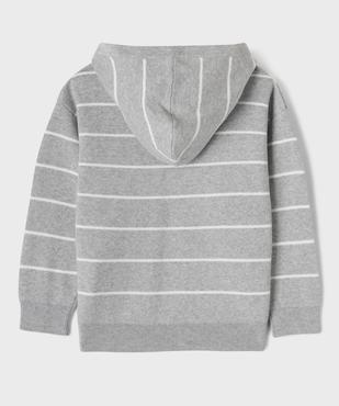Pull à capuche en coton rayé garçon vue3 - GEMO (ENFANT) - GEMO