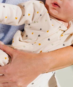 Pyjama dors bien en coton imprimé coeurs ouverture devant par zip bébé vue5 - GEMO 4G BEBE - GEMO