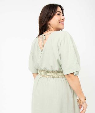Robe femme grande taille en lin mélangé à col cache-cœur vue6 - GEMO 4G GT - GEMO