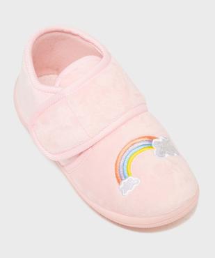Chaussons en velours à scratch moelleux imprimé arc-en-ciel fille vue5 - GEMO (ENFANT) - GEMO