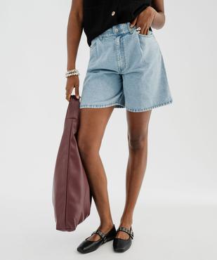 Bermuda en jean ample taille haute femme vue1 - GEMO(FEMME PAP) - GEMO