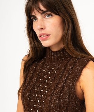 Pull sans manches pailleté à col cheminée femme vue2 - GEMO(FEMME PAP) - GEMO