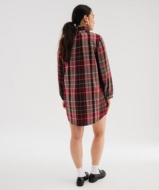 Robe courte à carreaux avec col froncé femme vue3 - GEMO(FEMME PAP) - GEMO