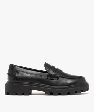 Mocassins femme Penny Loafer à languette dentelée et semelle crantée vue2 - 5 MILES - GEMO