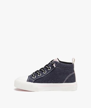 Baskets fille montantes déperlantes pailletée à lacets élastiques  vue3 - GEMO (ENFANT) - GEMO