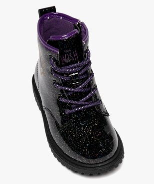 Boots fille vernies à paillettes avec zip intérieur et lacets Wish - Disney vue5 - WISH - GEMO