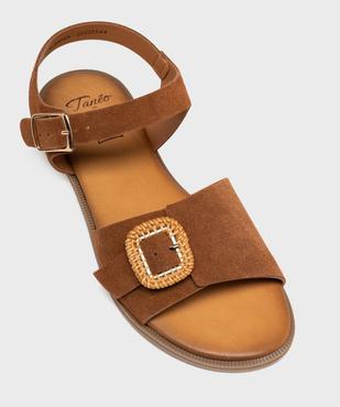 Sandales en cuir suédé à boucle fantaisie femme - Tanéo vue4 - TANEO - GEMO