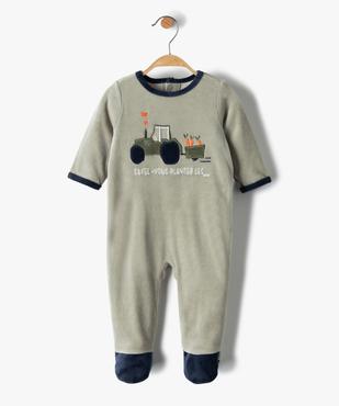Pyjama bébé garçon en velours avec motif tracteur vue1 - GEMO(BB COUCHE) - GEMO