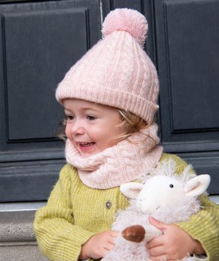 Bonnet en maille torsadée avec pompon bébé fille vue6 - GEMO(BEBE DEBT) - GEMO