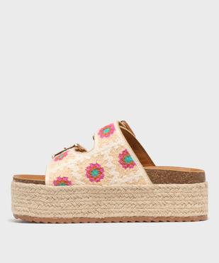 Mules à semelle plateforme en corde et brides en crochet femme vue3 - 5 MILES - GEMO
