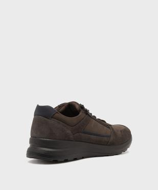 Baskets basses dessus cuir avec double fermeture homme - Tanéo vue4 - TANEO - GEMO