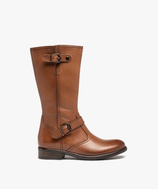 Bottes fille cavalières unies dessus cuir - Tanéo vue1 - TANEO - GEMO
