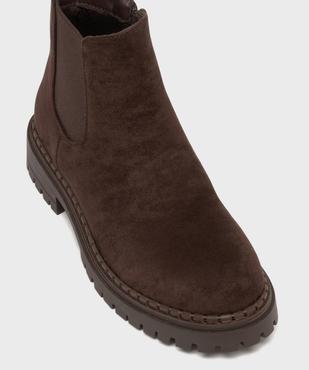 Boots Chelsea en suédine à épaisse semelle crantée femme vue5 - SANS MARQUE - GEMO