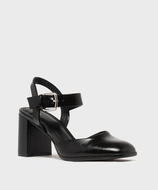 Escarpins sling back à talon large et bout carré femme - Follow Me vue2 - FOLLOW ME - GEMO
