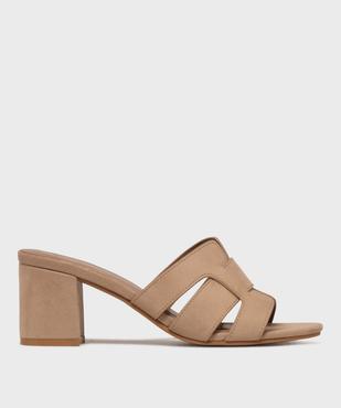 Mules à talon épais en suédine femme - Follow Me vue1 - FOLLOW ME - GEMO