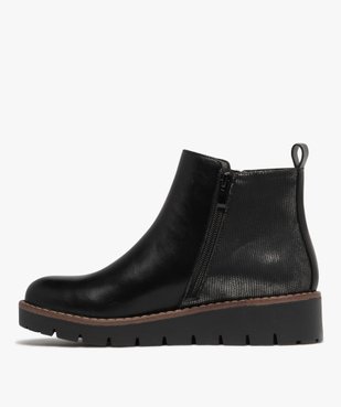 Boots femme à semelle plateforme crantée et à zip fantaisie vue4 - GEMO (CASUAL) - GEMO