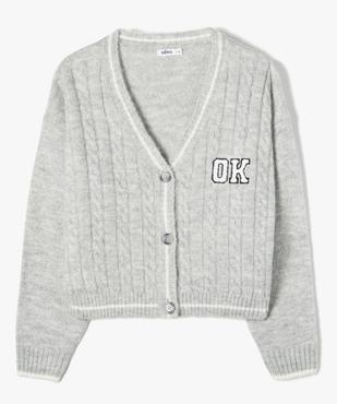Gilet fille court et ample en grosse maille torsadée vue1 - GEMO (JUNIOR) - GEMO