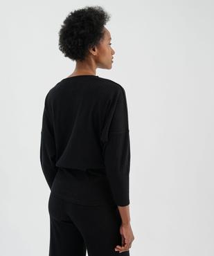 Haut de pyjama femme en maille côtelée vue8 - GEMO 4G FEMME - GEMO