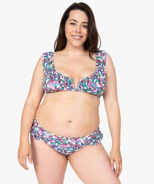 Haut de maillot de bain femme grande taille imprimé avec bretelles à volants vue3 - GEMO (PLAGE) - GEMO