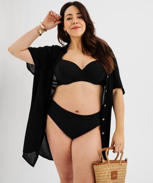 Bas de maillot de bain à ceinture en maille texturé femme grande taille vue3 - GEMO (PLAGE) - GEMO