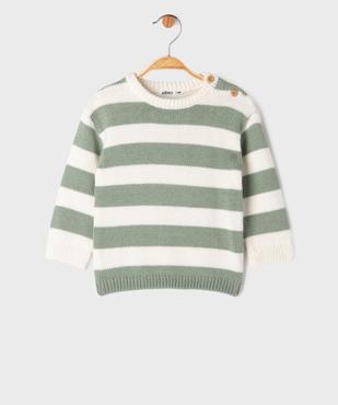 Pull en grosse maille à larges rayures bébé garçon vue4 - GEMO 4G BEBE - GEMO