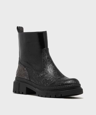 Boots avec empiècements texturés et semelle crantée femme - Emilia Rosa vue2 - EMILIA ROSA - GEMO