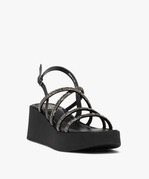 Sandales femme avec brides à strass et semelle plateforme vue2 - GEMO(URBAIN) - GEMO