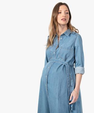 Robe de grossesse en jean à manches longues vue1 - GEMO (MATER) - GEMO