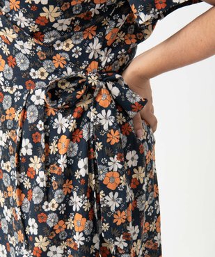 Robe femme grande taille coupe portefeuille fleurie vue2 - GEMO (G TAILLE) - GEMO