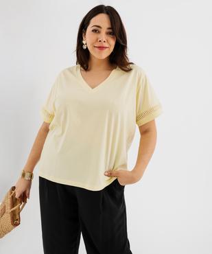 Tee-shirt manches courtes avec détails brodés femme grande taille vue1 - GEMO 4G GT - GEMO