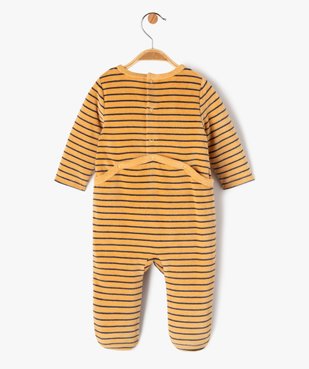 Pyjama dors-bien en velours à rayures avec message bébé garçon vue3 - GEMO(BB COUCHE) - GEMO