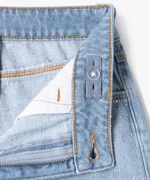 Short en jean délavé à bords francs et clous fille vue3 - GEMO 4G FILLE - GEMO