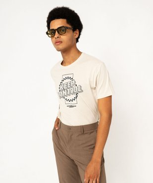 Tee-shirt manches courtes avec inscription homme vue1 - GEMO (HOMME) - GEMO