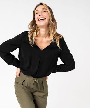 Blouse à manches longues et double col V femme vue1 - GEMO 4G FEMME - GEMO