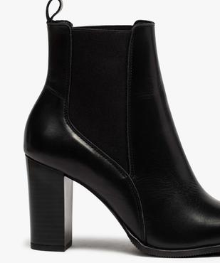 Boots femme à talon dessus style chelsea en cuir uni vue6 - GEMO(URBAIN) - GEMO