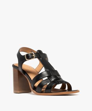 Sandales à brides dessus cuir à talon haut femme - Tanéo vue2 - TANEO - GEMO