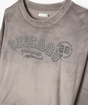 Pyjama en velours avec inscription Chicago fille vue2 - GEMO (JUNIOR) - GEMO