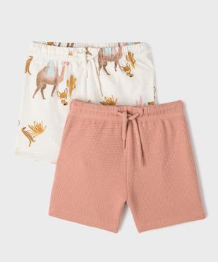 Short en coton fluide avec taille ajustable bébé garçon (lot de 2) vue1 - GEMO(BEBE DEBT) - GEMO