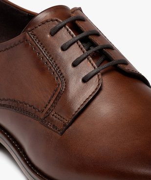 Derbies homme dessus cuir uni à bout carré - Tanéo vue6 - TANEO - GEMO