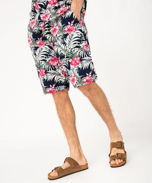 Bermuda en toile à motif fleuri homme vue1 - GEMO (HOMME) - GEMO