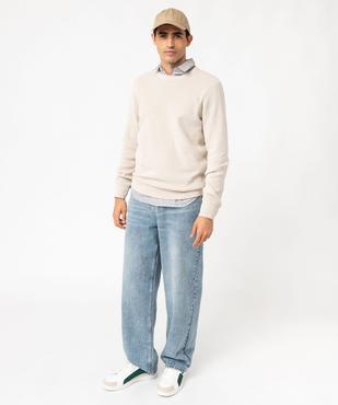 Pull col rond en coton uni homme vue5 - GEMO (HOMME) - GEMO