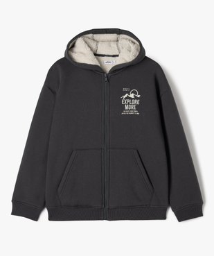 Sweat à capuche zippé avec doublure en sherpa garçon vue1 - GEMO (JUNIOR) - GEMO