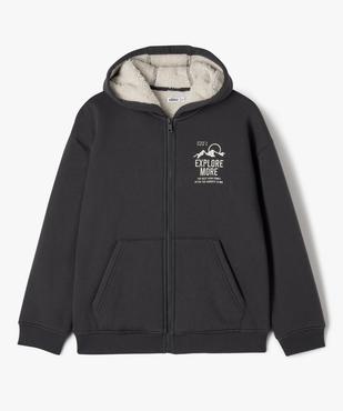 Sweat à capuche zippé avec doublure en sherpa garçon vue1 - GEMO (JUNIOR) - GEMO