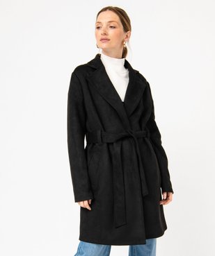 Manteau trench en suédine avec ceinture femme vue1 - GEMO 4G FEMME - GEMO