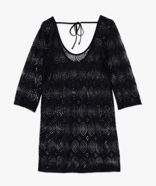 Robe de plage femme en maille ajourée à manches 3/4 vue4 - GEMO 4G FEMME - GEMO