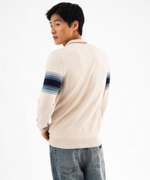 Pull en coton côtelé avec col camionneur homme vue3 - GEMO 4G HOMME - GEMO